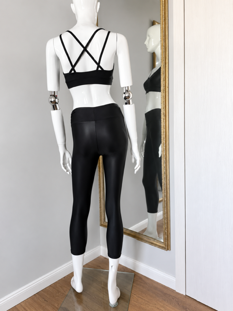 Leggings 3/4 - black matte and gloss 2 Leggings 3/4 - black matte and gloss - Image 2