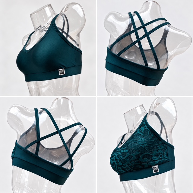 Bra 2 hangers - Emerald green with lace 4 Bra 2 hangers - Emerald green with lace - Image 4