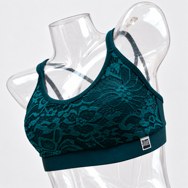 Bra 2 hangers - Emerald green with lace 2 Bra 2 hangers - Emerald green with lace - Image 2
