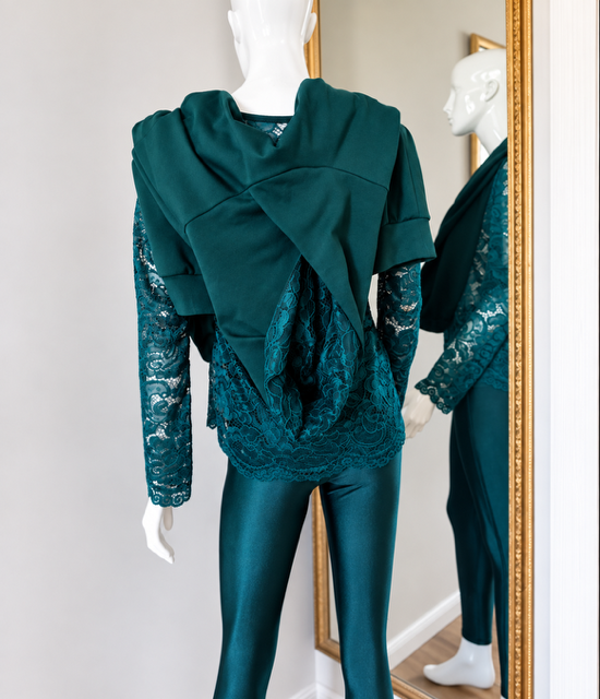 Mikina s krajkou - Emerald 4 Mikina s krajkou - Emerald - Obrázek 4